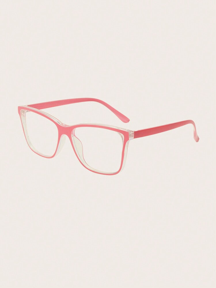 1pc Women's Pink Cat Eye PC Frame Casual Simple Plano Lenses Eyeglasses for Daily Wear Halloween