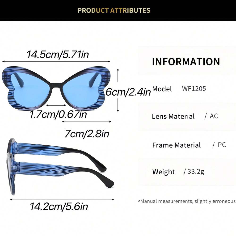 Butterfly Fashion Glasses For Women Leopard Print Fruit Color Fashion Decorative Sunshade Glasses