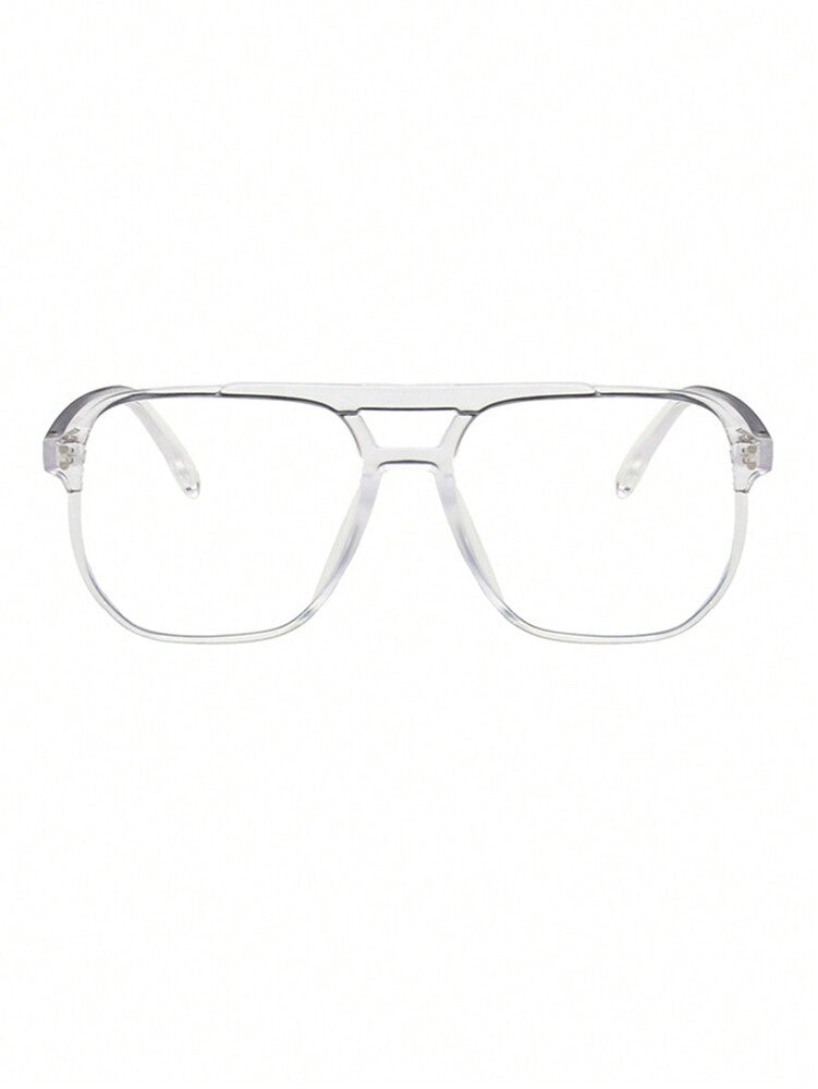 1pc Men's Double Bridge Large Frame Aviator Style Prescription Eyeglasses Suitable For Daily Use