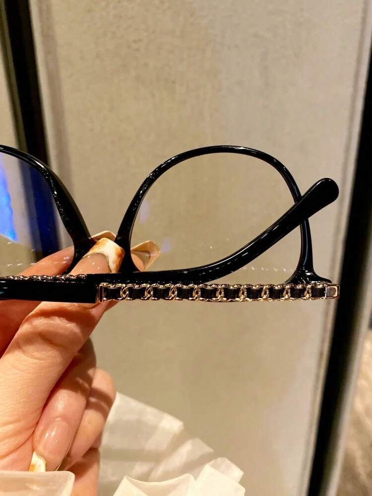 Luxurious Ladies' Flat Blue Light Glasses with Leopard Print Frame