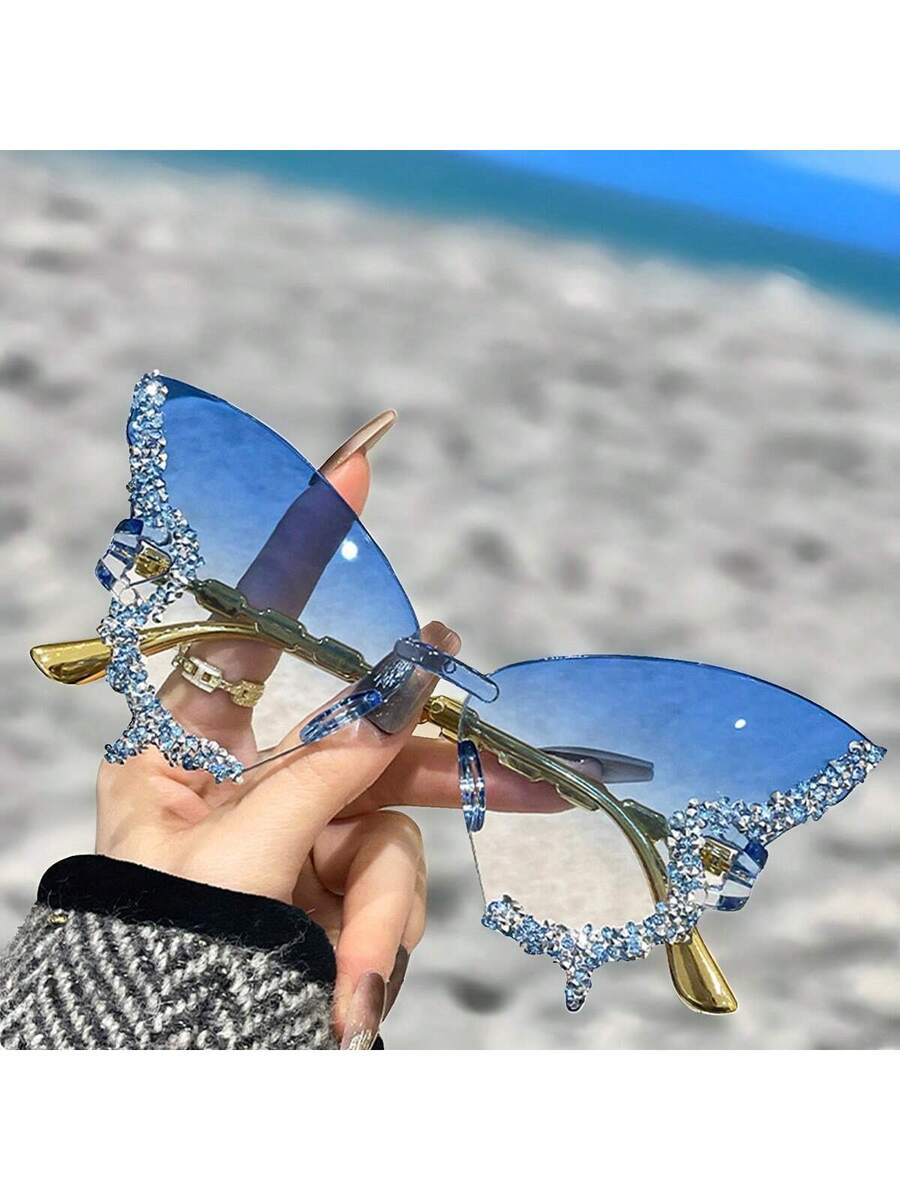 Dazzling Women's Rhinestone Butterfly - Lightweight, Stylish For Driving And Sports