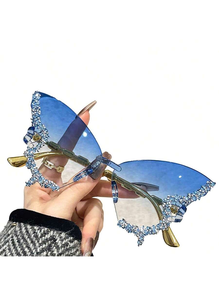 Dazzling Women's Rhinestone Butterfly - Lightweight, Stylish For Driving And Sports