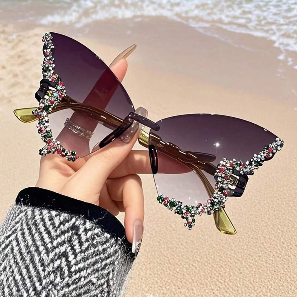 Dazzling Women's Rhinestone Butterfly - Lightweight, Stylish For Driving And Sports