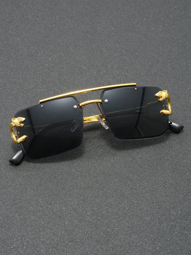 1 Pair Men's Pilot Frame Fashionable Fashion Glasses, Suitable For Various Occasions