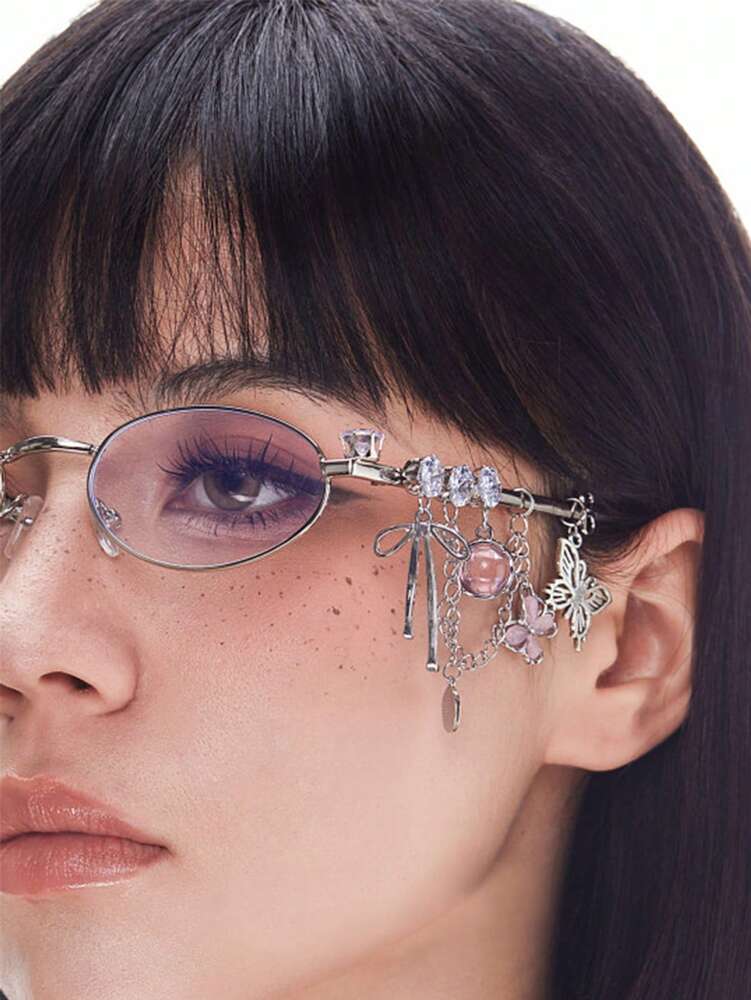 1pc Oval Shaped Metal Fashion Glasses
