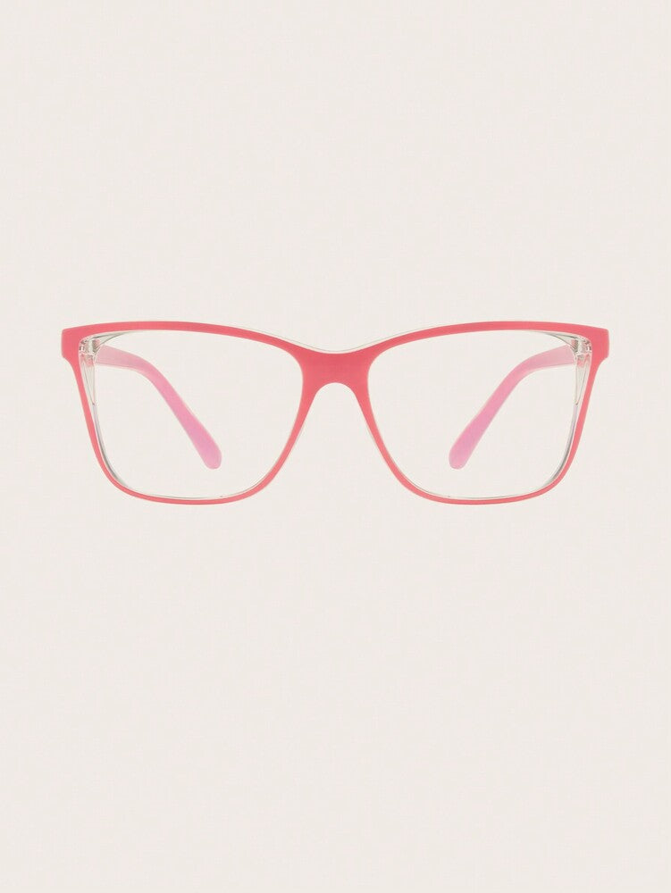1pc Women's Pink Cat Eye PC Frame Casual Simple Plano Lenses Eyeglasses for Daily Wear Halloween