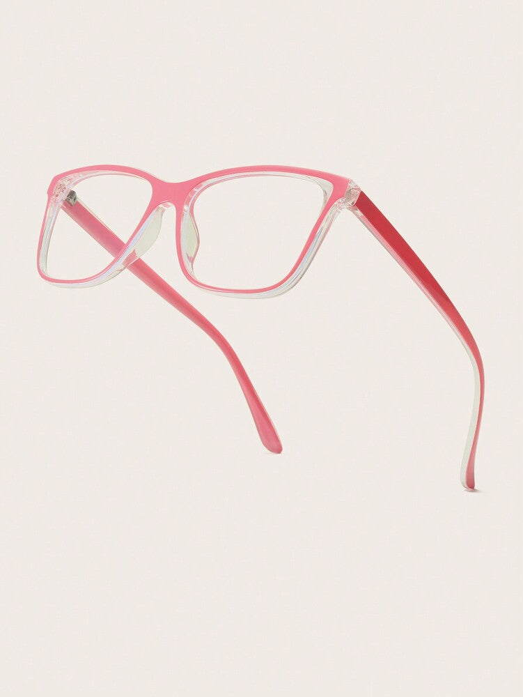 1pc Women's Pink Cat Eye PC Frame Casual Simple Plano Lenses Eyeglasses for Daily Wear Halloween