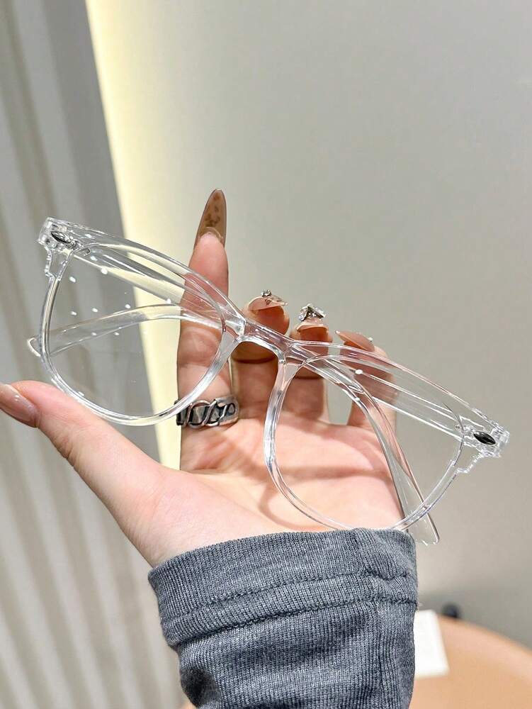 1 Pair Of Fashionable Large Frame Glasses, Transparent And Minimalist, Versatile And Niche