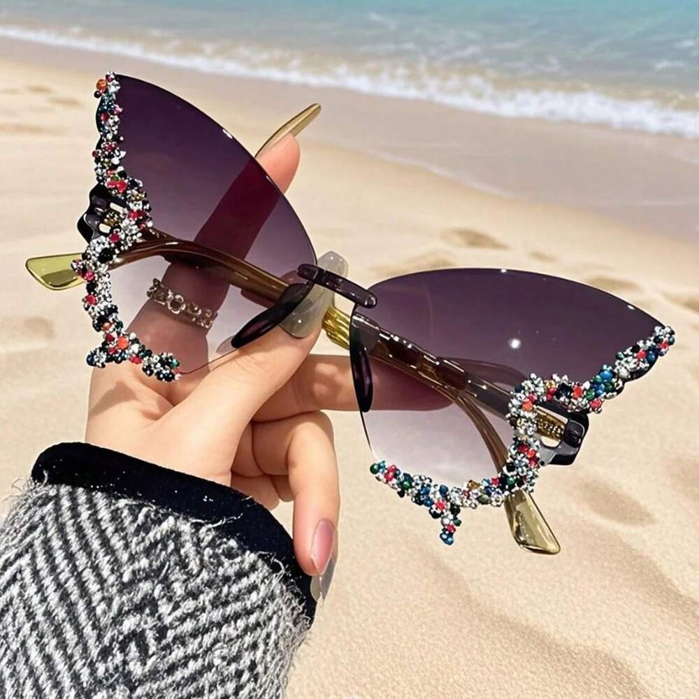 Dazzling Women's Rhinestone Butterfly - Lightweight, Stylish For Driving And Sports