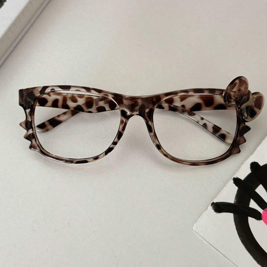 Sanrio 1pc Leopard Print Decorative Glasses – Kitty Cat Frame (Retro Y2K Style)
