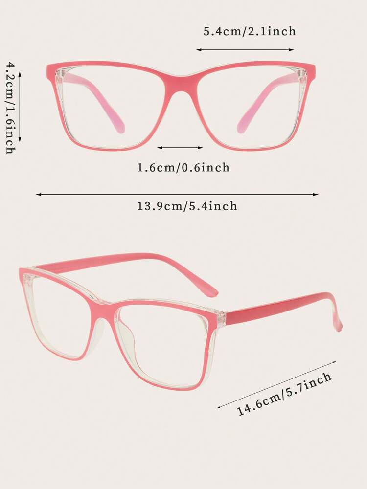 1pc Women's Pink Cat Eye PC Frame Casual Simple Plano Lenses Eyeglasses for Daily Wear Halloween