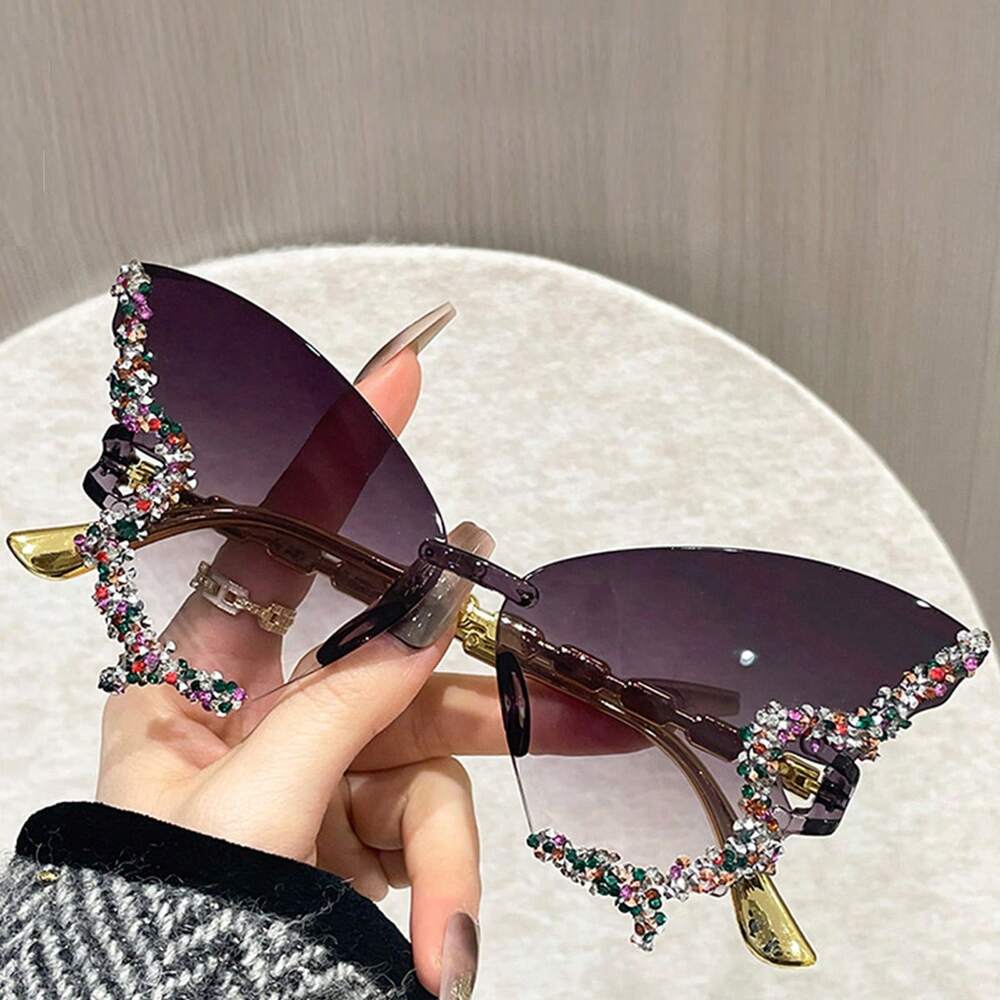 Dazzling Women's Rhinestone Butterfly - Lightweight, Stylish For Driving And Sports