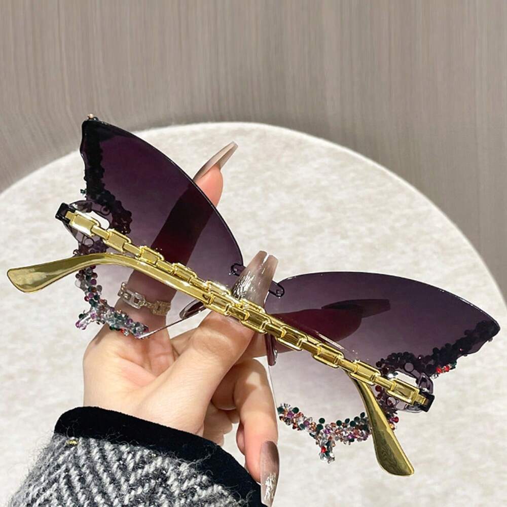 Dazzling Women's Rhinestone Butterfly - Lightweight, Stylish For Driving And Sports