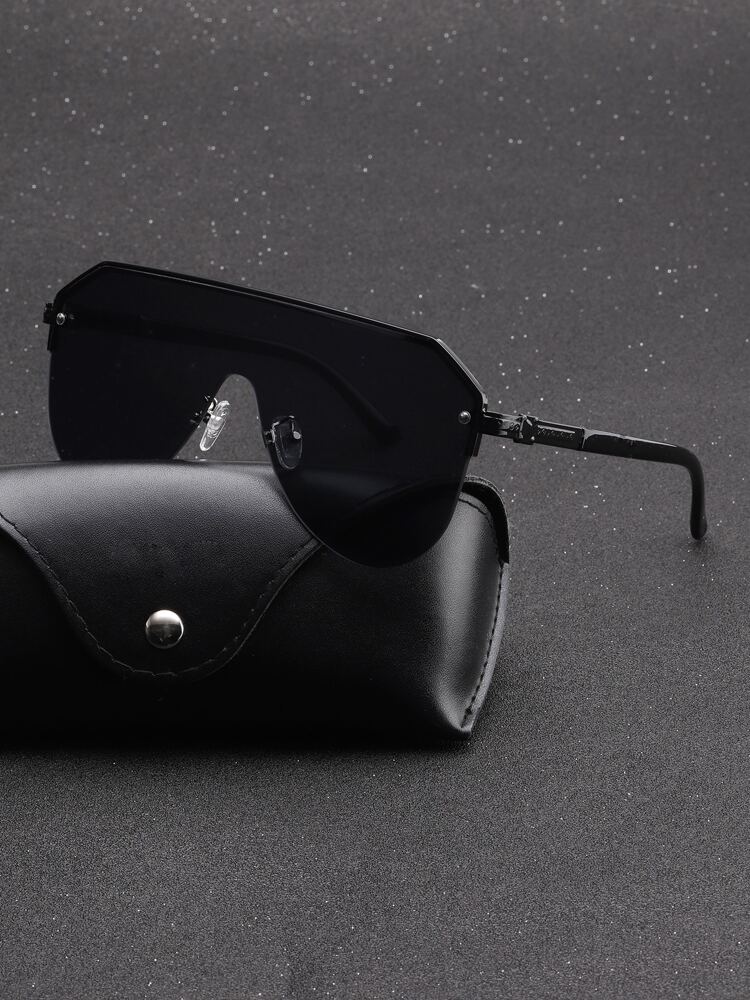 1 PC Men's Aviator Half Frame One Piece Fashion Eyewear For Vacation Outing, Outfit Matching Use