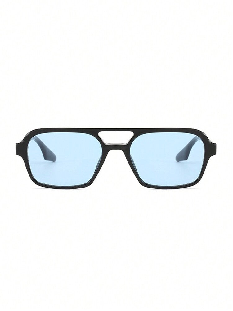 1 Pair Of Men's PC Square Flat Top Texture And Fashionable Sunshade Glasses Suitable For Daily Use Casual
