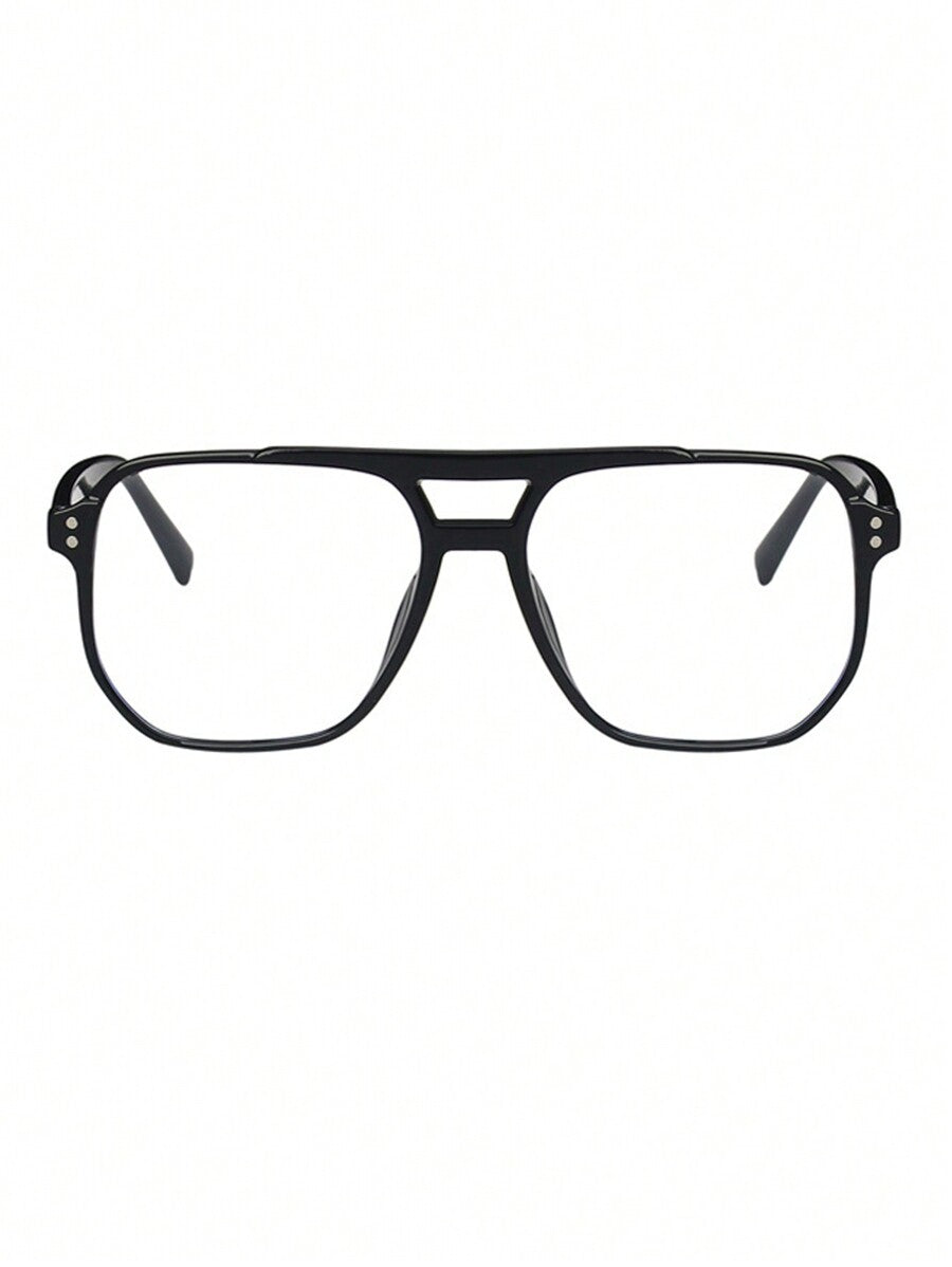 1pc Men's Double Bridge Large Frame Aviator Style Prescription Eyeglasses Suitable For Daily Use