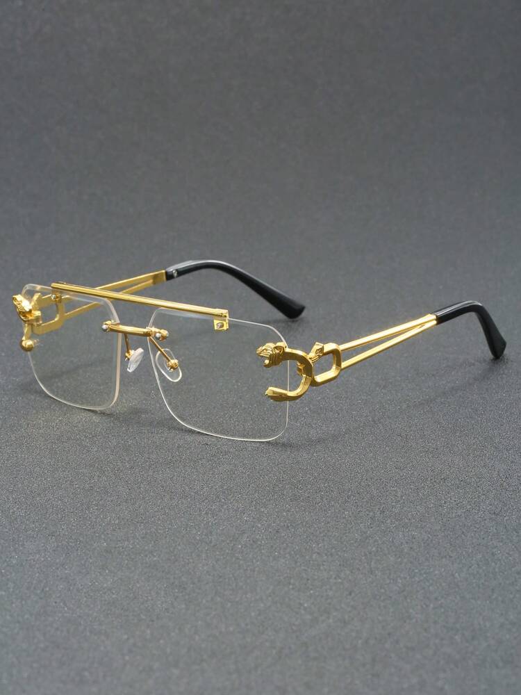 1 Pair Men's Pilot Frame Fashionable Fashion Glasses, Suitable For Various Occasions