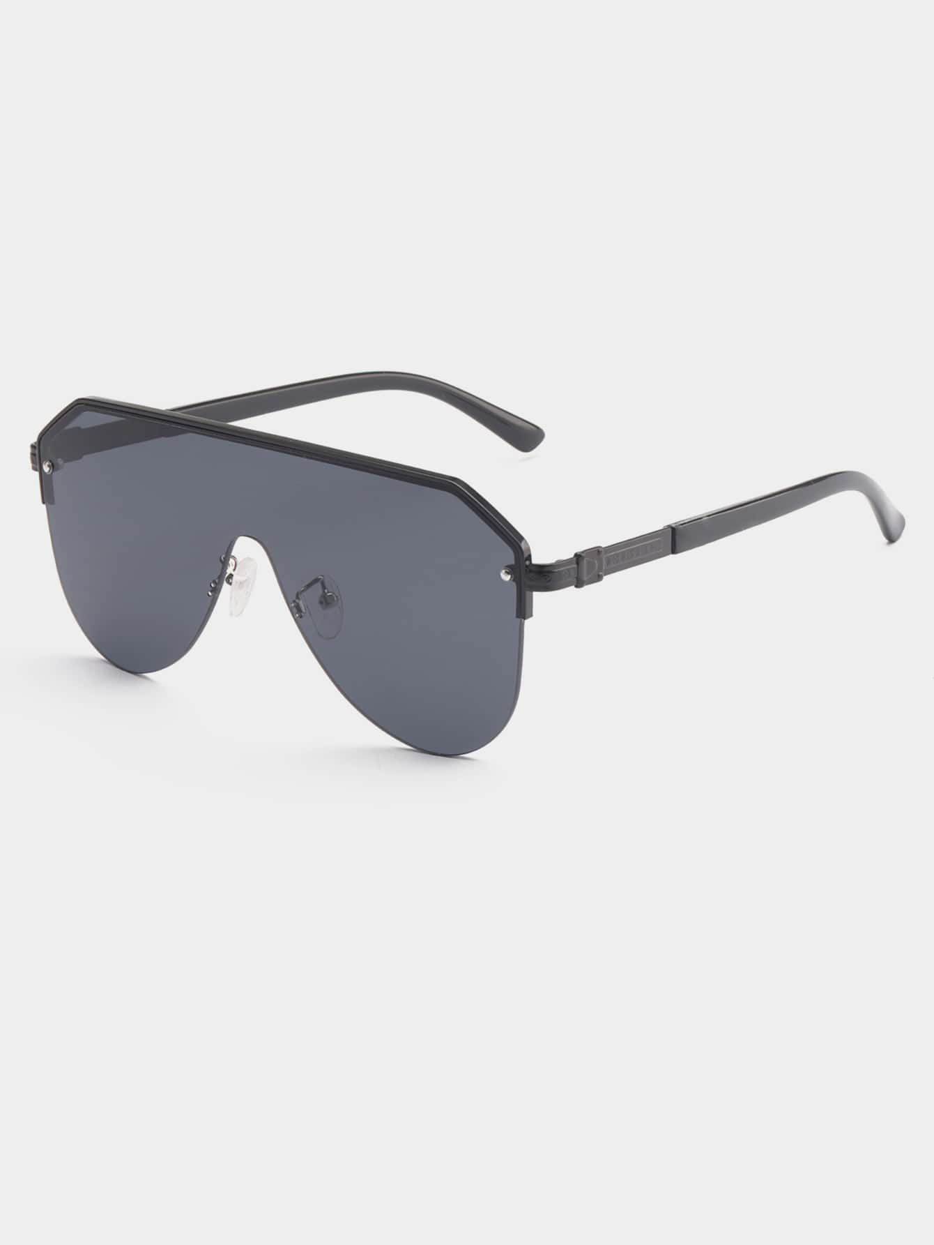 1 PC Men's Aviator Half Frame One Piece Fashion Eyewear For Vacation Outing, Outfit Matching Use