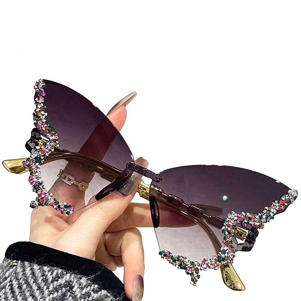 Dazzling Women's Rhinestone Butterfly - Lightweight, Stylish For Driving And Sports