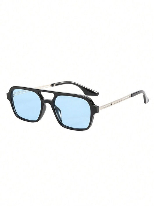 1 Pair Of Men's PC Square Flat Top Texture And Fashionable Sunshade Glasses Suitable For Daily Use Casual