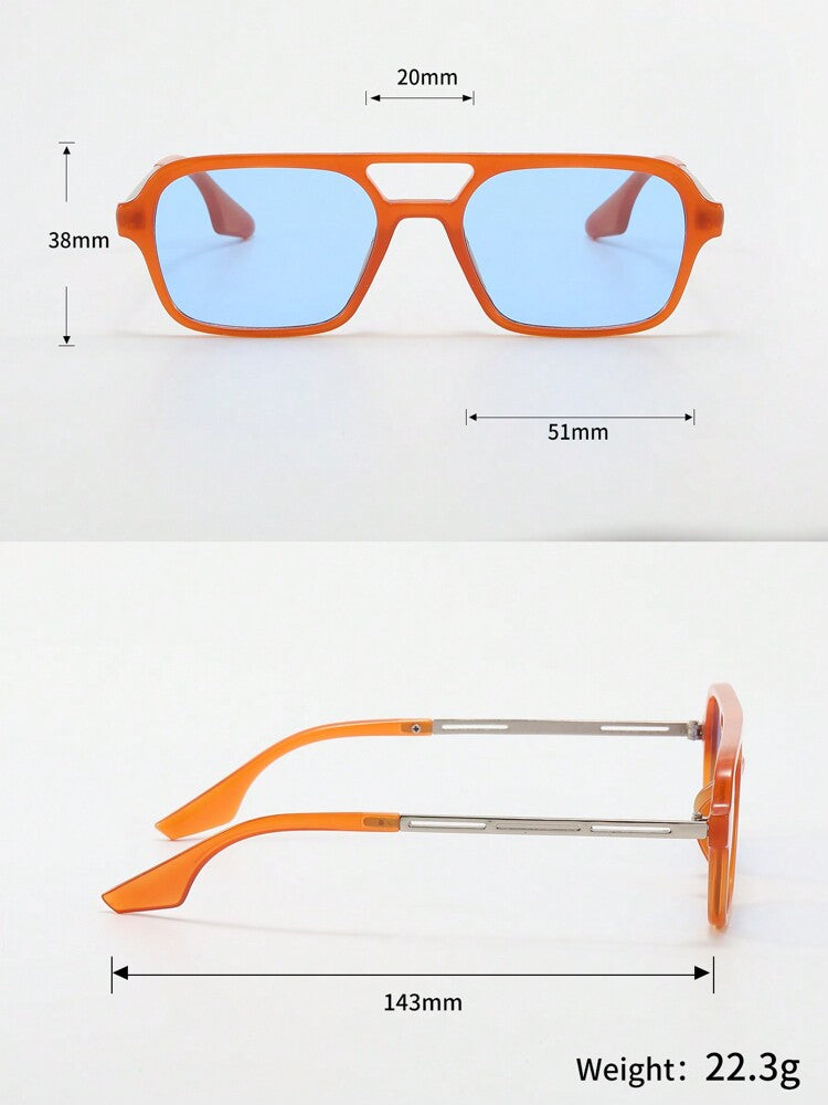 1 Pair Of Men's PC Square Flat Top Texture And Fashionable Sunshade Glasses Suitable For Daily Use Casual
