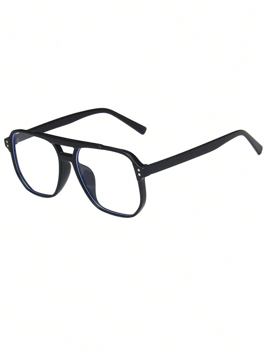 1pc Men's Double Bridge Large Frame Aviator Style Prescription Eyeglasses Suitable For Daily Use