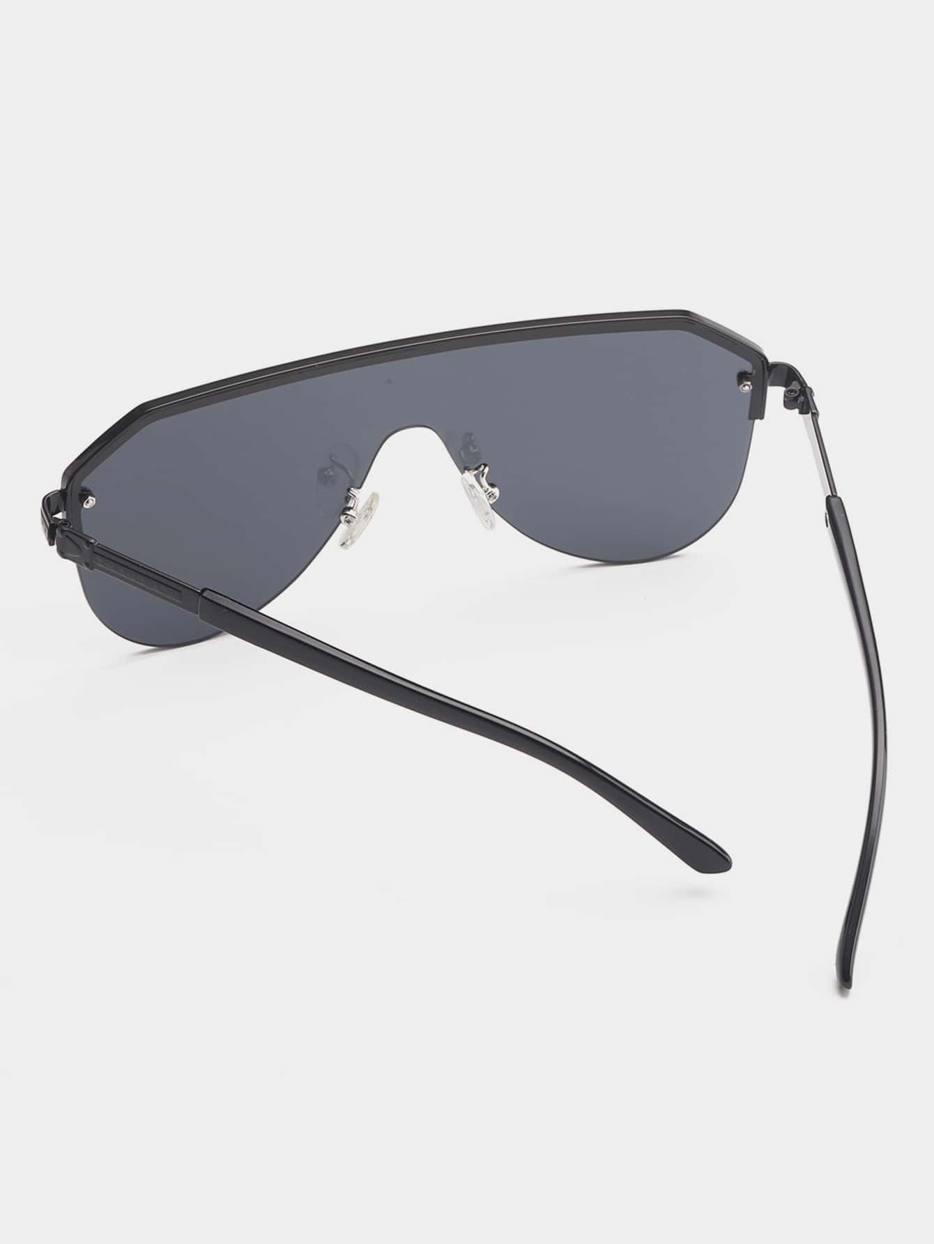 1 PC Men's Aviator Half Frame One Piece Fashion Eyewear For Vacation Outing, Outfit Matching Use