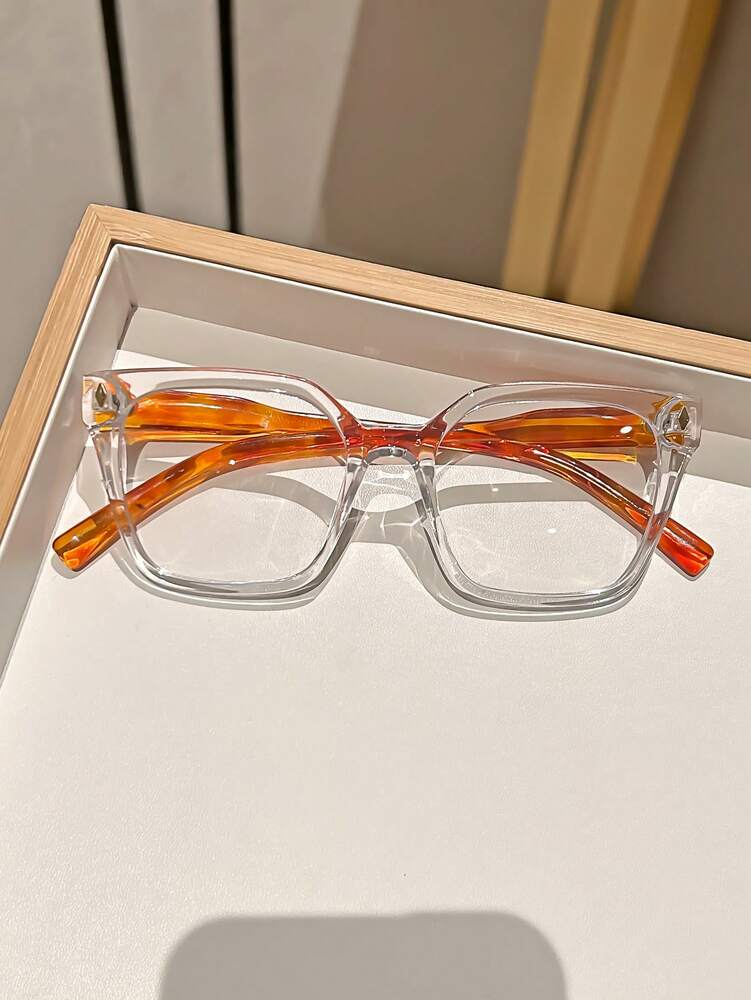 1pair Classic Retro Square Frame Decorative Transparent Lens Glasses for Women, With Optical Clarity Options