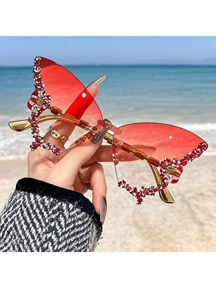 Dazzling Women's Rhinestone Butterfly - Lightweight, Stylish For Driving And Sports
