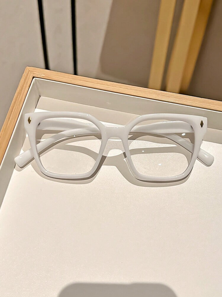 1pair Classic Retro Square Frame Decorative Transparent Lens Glasses for Women, With Optical Clarity Options